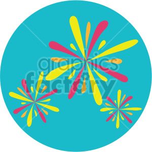 Colorful abstract fireworks illustration with splashes on a blue background.