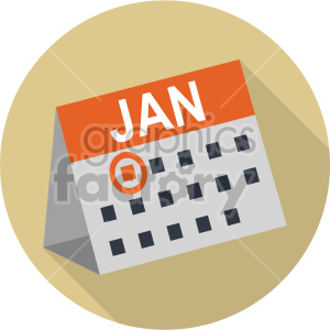 Clipart of a January calendar with one day circled, symbolizing New Year's celebrations.