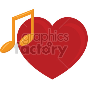   The clipart image shows a cartoon heart with a music note inside it, against a transparent background. This image is likely associated with Valentine