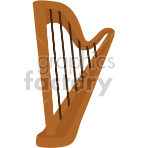 Clipart image of a brown harp, an iconic symbol often associated with Irish culture and St. Patrick's Day.