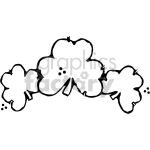 A black and white clipart image of three shamrocks, symbolizing St. Patrick's Day.