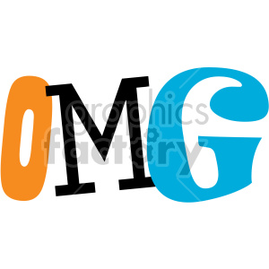 Colorful 'OMG' text in clipart style with the letters 'O', 'M', and 'G' in orange, black, and blue respectively.