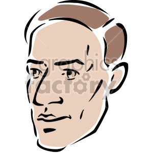 Stylized clipart of a man's face with simple lines and shading.