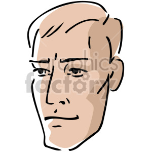 A clipart illustration of a male face with minimalistic lines.