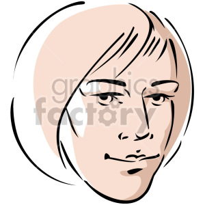 Minimalist clipart illustration of a woman's face with short hair.