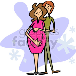 Clipart image of a pregnant woman being embraced by a partner, symbolizing love and family.