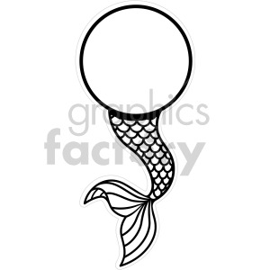 black white mermaid tail frame cut file