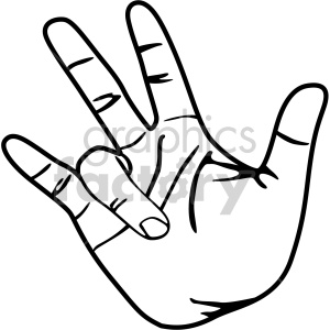 Clipart image of a hand making the I love you gesture in American Sign Language (ASL).