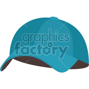 This is a clipart image of a blue baseball cap. The hat includes a curved brim and a button at the top.