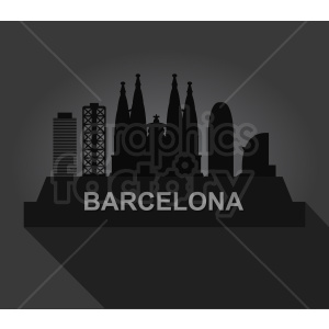 A clipart image of Barcelona's skyline silhouette featuring notable buildings including the Sagrada Familia.