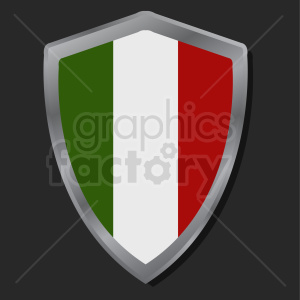 The image shows a shield-shaped emblem with the colors of the Italian flag displayed on it. The three vertical stripes are in the order of green, white, and red from left to right, which are the national colors of Italy.