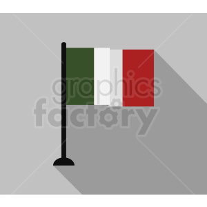 The image is a simple and stylized representation of the Italian flag on a flagpole. The flag features three vertical stripes of equal size with colors from left to right: green, white, and red.