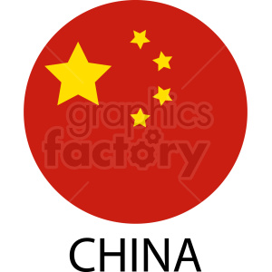 The image features a round depiction of the flag of China, which is primarily red with five yellow stars in the upper left corner. One large star is surrounded by four smaller stars which are arranged in an arc pattern. Below the flag is the word CHINA in uppercase letters.