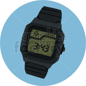 Digital Wristwatch with Black Strap