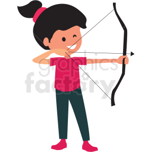 cartoon girl doing archery