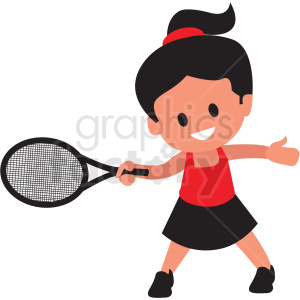 cartoon girl playing tennis