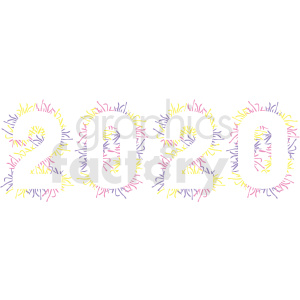 Clipart image of the year '2020' with colorful, abstract patterns.