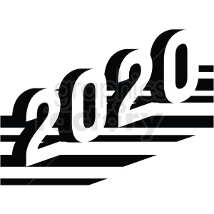 2020 new year clipart design black and white
