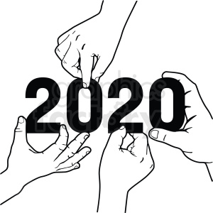 hands moving 2020 new year clipart
