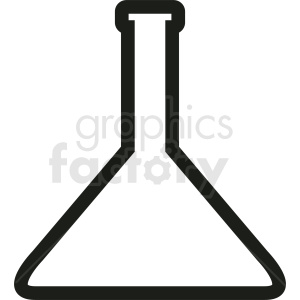 A simple black and white clipart image of a laboratory flask, commonly used in science.