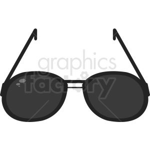 Clipart image of black sunglasses with dark lenses and a thick frame.
