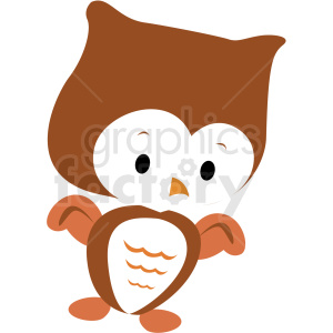 A cute cartoon owl with a round body and big eyes, featuring a brown and white color scheme.