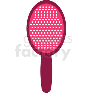 A red and pink hairbrush clipart image with white dots representing bristles.