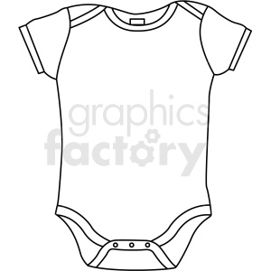 A black and white clipart image of a baby onesie.
