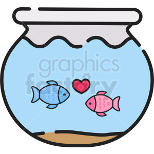   The clipart image depicts a fishbowl, designed as a Valentine