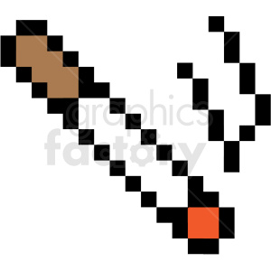 The clipart image depicts a 8-bit pixel art style graphic of a lit cigarette with smoke rising from the tip, suggesting smoking.
