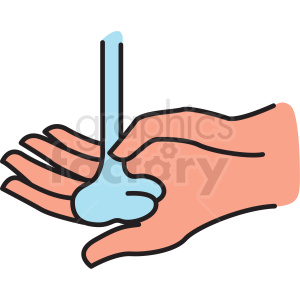 Clipart image of hands being washed with soap.