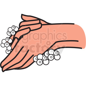 Clipart of hands being washed with soap bubbles, emphasizing hygiene.