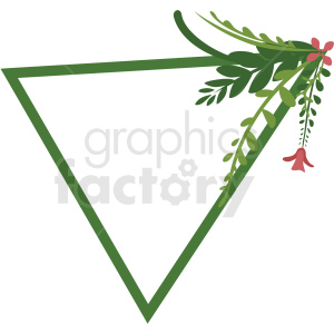 A clipart image featuring a green triangular border with decorative leaves and flowers in one corner.