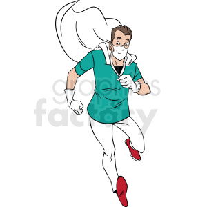 cartoon doctor hero running to rescue vector clipart