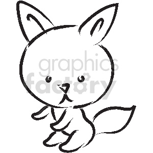 The image is a simple black and white clipart drawing of a stylized animal. It appears to represent a creature with the body structure similar to a dog, with a prominent head, ears, eyes, a nose, and a tail. However, the drawing is abstract and does not have detailed features, which gives it a cartoonish and whimsical appearance.