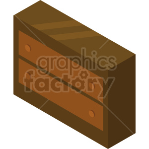 A clipart image of a brown wooden dresser with two drawers.