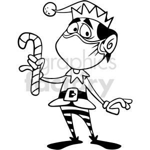 black and white Santa elf wearing mask vector clipart