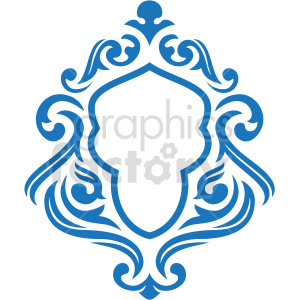 An intricate blue ornamental frame with symmetrical, swirling patterns and a central blank space suitable for text or an image.