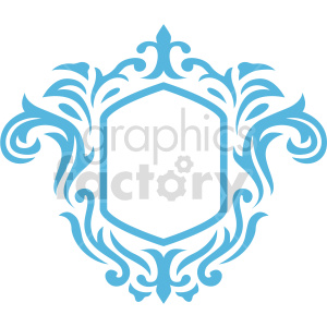 A decorative blue ornamental frame in a sophisticated vintage style featuring intricate floral patterns and an empty central space for customization.