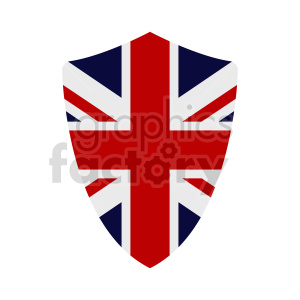 This clipart image features a shield with the design of the flag of Great Britain, also known as the Union Jack, which is composed of red and white crosses on a blue background.