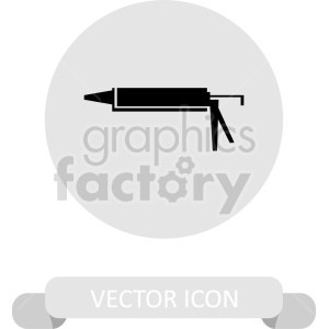 A black silhouette of a caulk gun icon on a circular gray background.