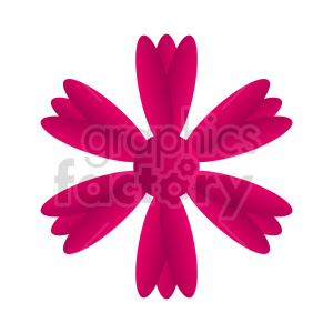 A vibrant pink stylized flower with multiple layered petals, depicted in a digital clipart style.