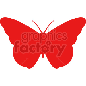 The clipart image shows a simple, red silhouette of a butterfly with a symmetric design and antenna detailing at the top.