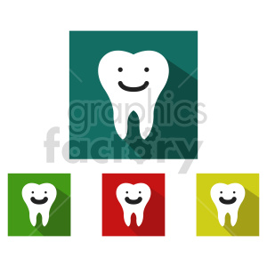 happy tooth dental icon vector set