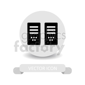 Clipart image of two black server units representing a data center, depicted in a simple vector style.