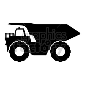 Silhouette of a dump truck clipart image.