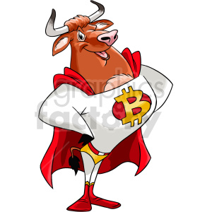 cartoon bitcoin bull vector clipart