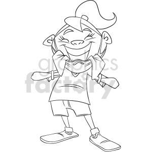 black and white cartoon girl removing mask vector clipart