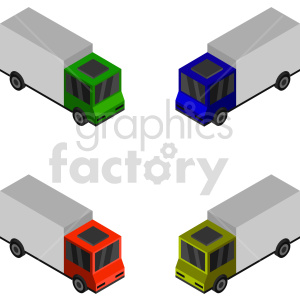 box trucks isometric vector graphic bundle
