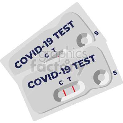 Two COVID-19 rapid test cassette devices with positive results indicated by double red lines.